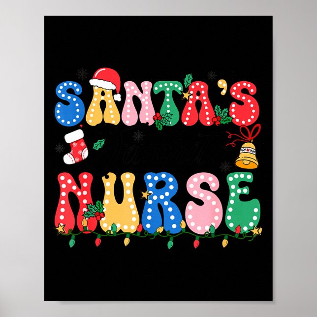 Funny Santa's Favorite Nurse Christmas Nursing Xma Poster (Front)