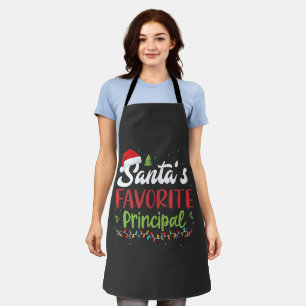 Funny Santa's Favorite Principal Christmas Apron