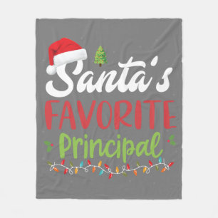 Funny Santa's Favorite Principal Christmas Fleece Blanket