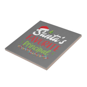 Funny Santa's Favorite Principal Christmas Tile