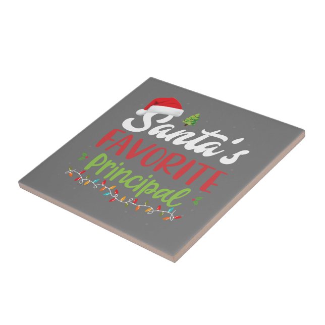 Funny Santa's Favorite Principal Christmas Tile (Side)