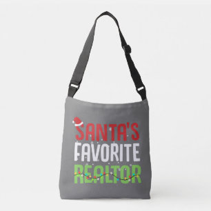 Funny Santa's Favorite Realtor Estate Agent Xmas Crossbody Bag