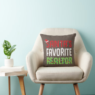 Funny Santa's Favorite Realtor Estate Agent Xmas Cushion