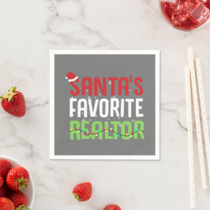 Funny Santa's Favorite Realtor Estate Agent Xmas Napkin