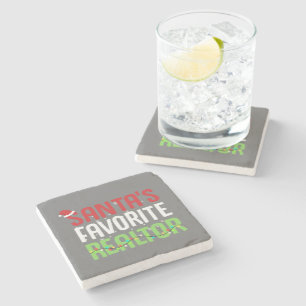 Funny Santa's Favorite Realtor Estate Agent Xmas Stone Coaster