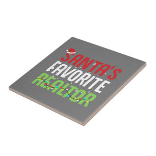 Funny Santa's Favorite Realtor Estate Agent Xmas Tile