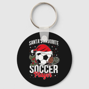 Funny Santa's Favorite Soccer Player Christmas Soc Key Ring