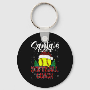 Funny Santa's Favorite Softball Coach Christmas Pl Key Ring