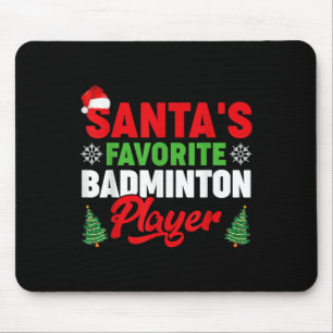 Funny Santas Favourite Badminton Player Christmas Mouse Mat