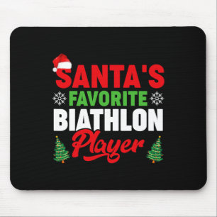Funny Santa's Favourite Biathlon Player Christmas Mouse Mat