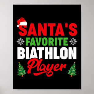 Funny Santa's Favourite Biathlon Player Christmas Poster
