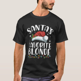 Funny Santa'S Favourite Blonde Santa Hat Pajama Fo T-Shirt