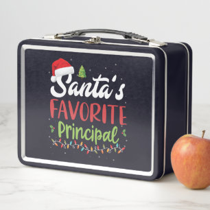 Funny Santa's Favourite Principal Christmas Metal Lunch Box