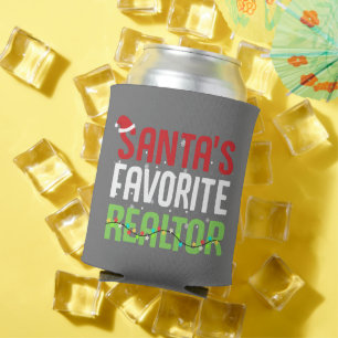 Funny Santa's Favourite Realtor Estate Agent Xmas Can Cooler