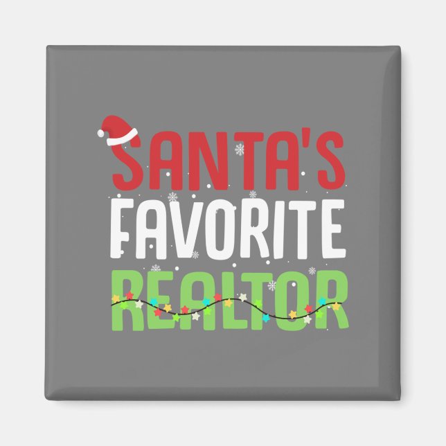 Funny Santa's Favourite Realtor Estate Agent Xmas Magnet (Front)