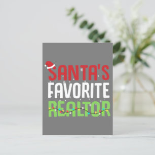 Funny Santa's Favourite Realtor Estate Agent Xmas Postcard