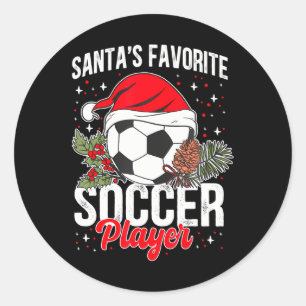 Funny Santa's Favourite Soccer Player Christmas Classic Round Sticker