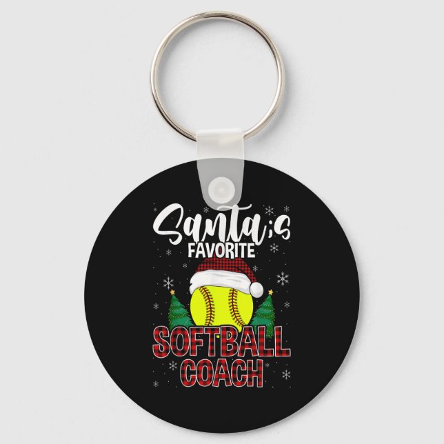 Funny Santa's Favourite Softball Coach Christmas P Key Ring (Front)