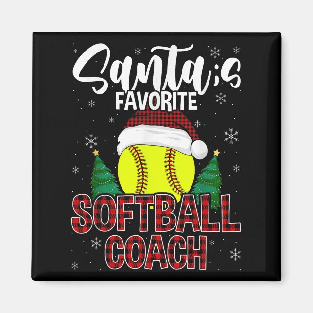 Funny Santa's Favourite Softball Coach Christmas P Magnet (Front)