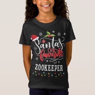 Funny Santa's Favourite Zookeeper Christmas Gifts  T-Shirt