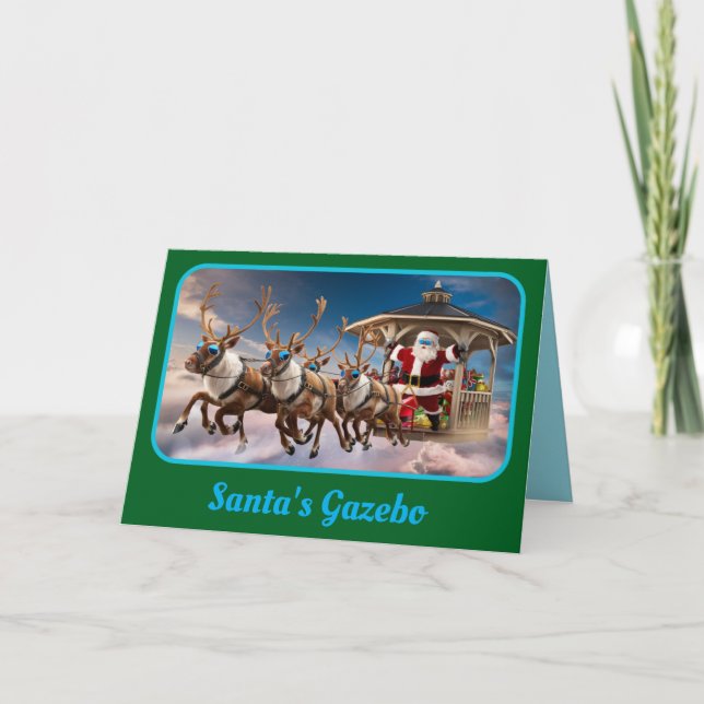 Funny Santa's Gazebo Christmas  Card (Front)