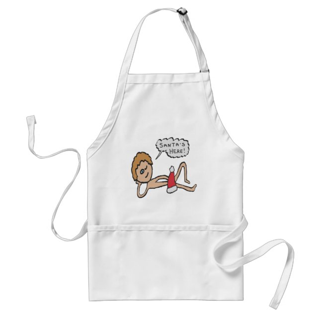 Funny Santa's Here Xmas Humor Standard Apron (Front)