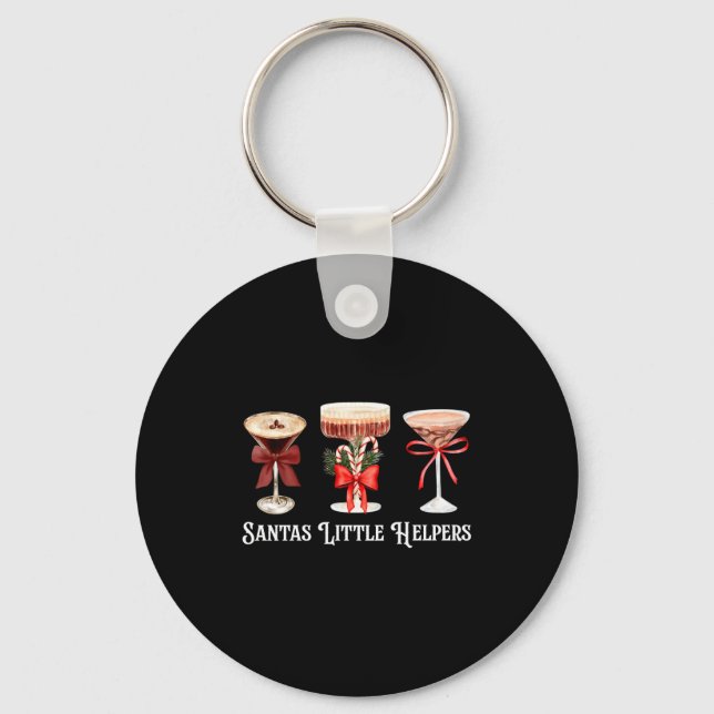 Funny Santa's Little Helper Martini Tail Merry Chr Key Ring (Front)