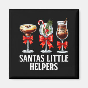 Funny Santa's Little Helper Martini Tail Merry Chr Magnet