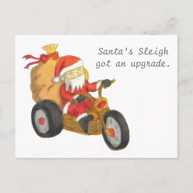 Funny Santa's Sleigh Got an Upgrade for Christmas Holiday Postcard (Front)