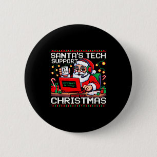 Funny Santa's Tech Suprt Rebooting Christmas Ugly  6 Cm Round Badge