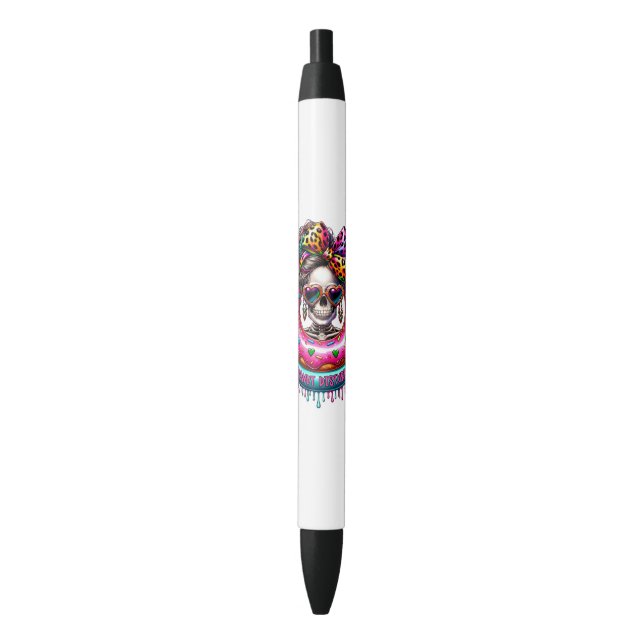 Funny sarcasm doughnut care skeleton black ink pen (Front Vertical)