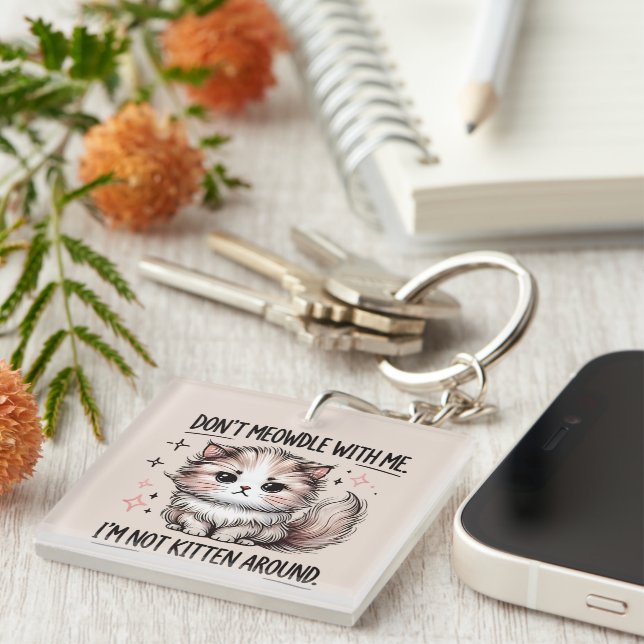 Funny sarcasm kitten word art key ring (Front Right)