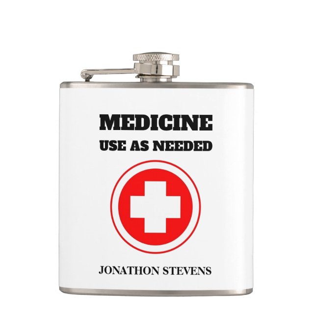 Funny Sarcasm Red Cross Medicine Quote  Hip Flask (Front)