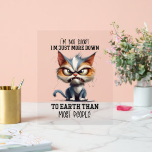 Funny sarcasm short cat word art acrylic sign
