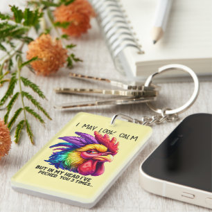 Funny sarcasm word art chicken key ring