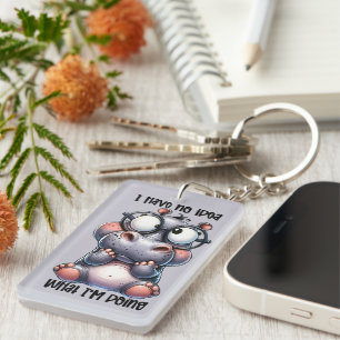 Funny sarcasm word art hippo key ring