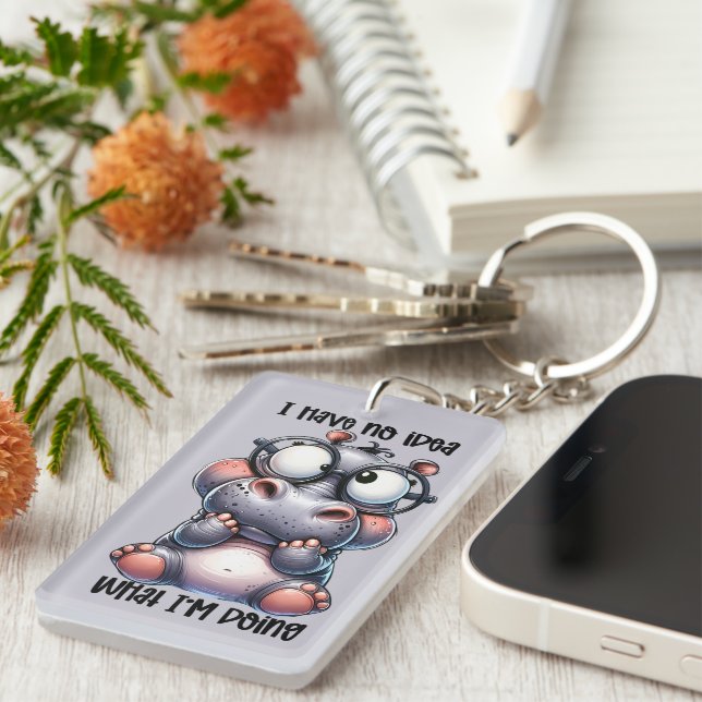 Funny sarcasm word art hippo key ring (Front Right)