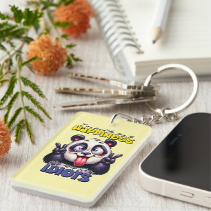 Funny sarcasm word art panda bear key ring