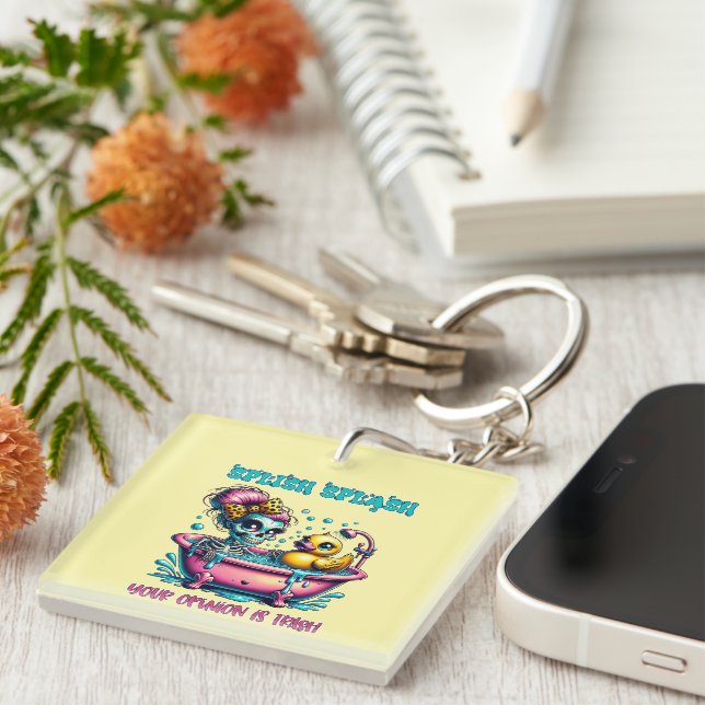 Funny sarcasm word art skeleton key ring (Front Right)