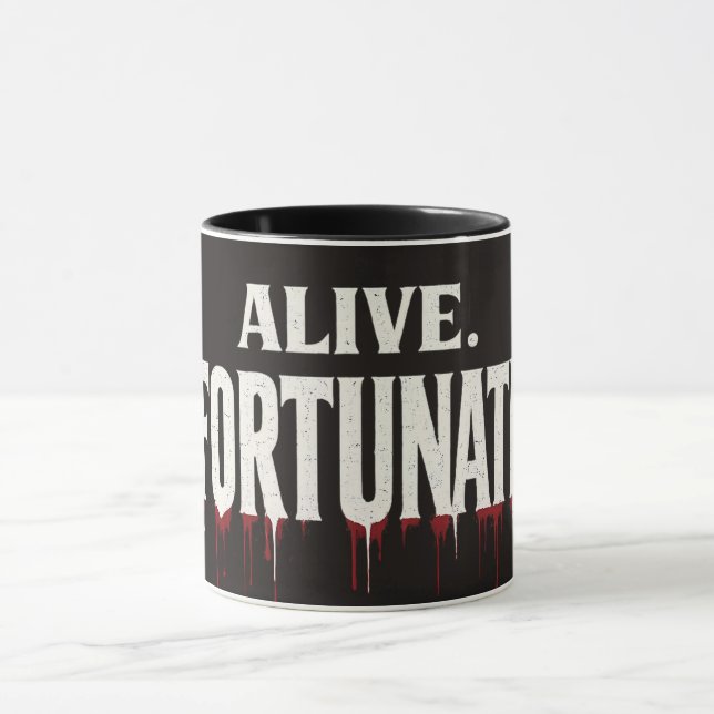 Funny Sarcastic Alive Unfortunately Halloween Mug (Center)