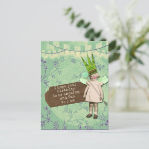 Funny Sarcastic Altered Art Vintage Birthday Girl  Postcard