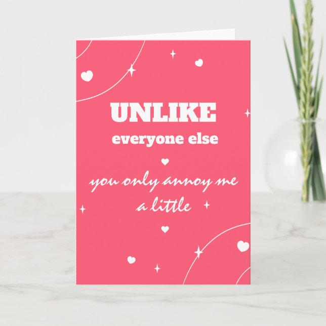 Funny Sarcastic Anti - Valentine's Day Theme Pink  Card (Front)