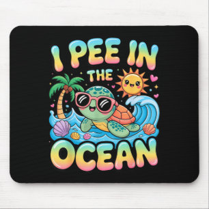 Funny sarcastic beach kawaii turtle kids pee in mouse mat