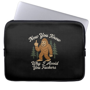 Funny Sarcastic Bigfoot Avoidance Humourous Quote  Laptop Sleeve