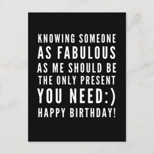 Funny sarcastic birthday wish for a boyfriend postcard