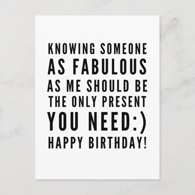 Funny sarcastic birthday wishes for boyfriend postcard (Front)