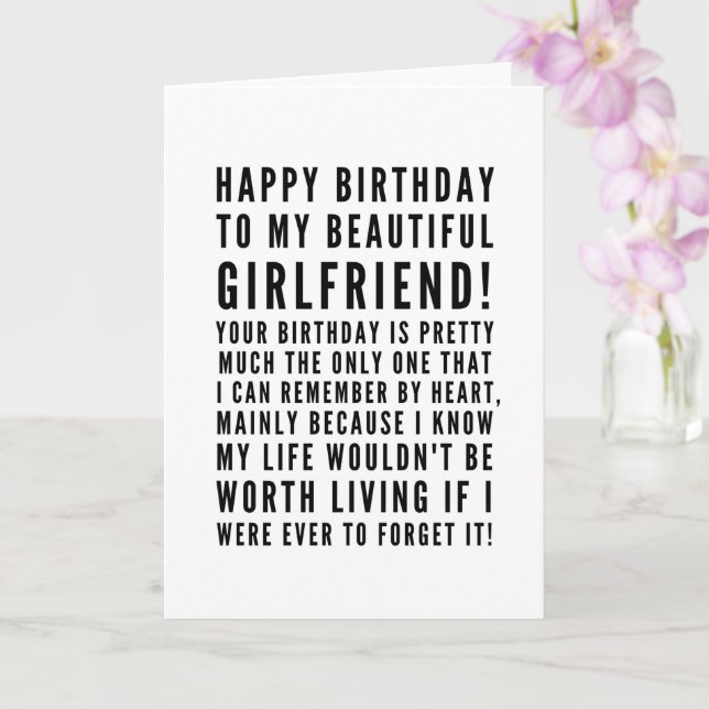 Funny sarcastic birthday wishes for girlfriend card (Orchid)