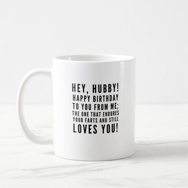 Funny sarcastic birthday wishes for husband coffee mug (Left)