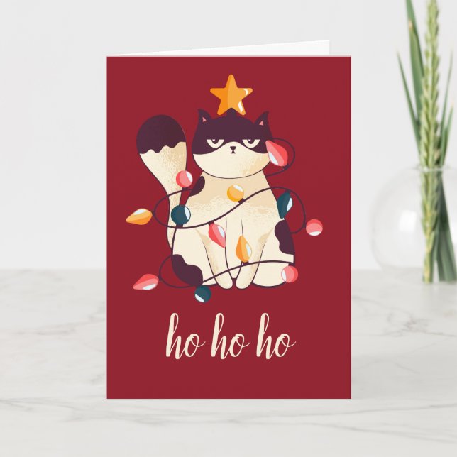 Funny Sarcastic Cat Christmas  Holiday Card (Front)