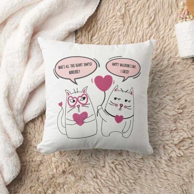 Funny Sarcastic Cat Couple Custom Valentines Day  Cushion (Blanket)